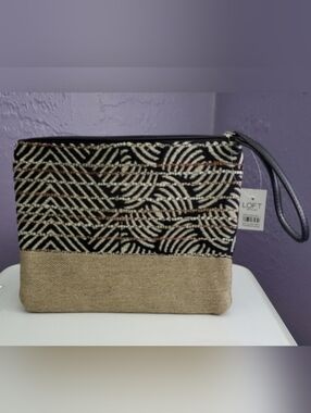 LOFT Black and Tan Patterned Women's Bag